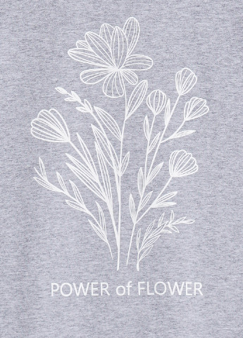 Серая летняя футболка базовая, power of flower KASTA design