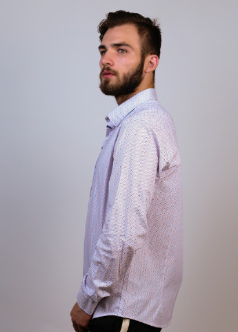 Белая кэжуал рубашка с геометрическим узором New Way с длинным рукавом