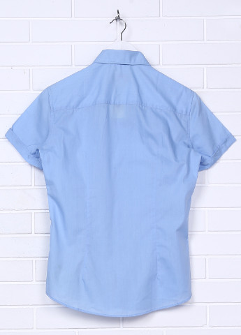 Голубой кэжуал рубашка однотонная Alcott с коротким рукавом