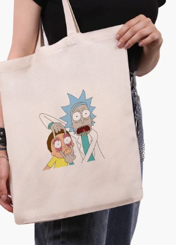 Эко сумка шоппер белая Рик и Морти (Rick and Morty) (9227-2082-WT) Еко сумка шоппер біла 41*35 см MobiPrint (215977474)
