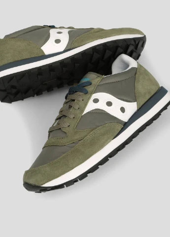 Зеленые всесезонные замшевые кроссовки оливкового цвета jazz original Saucony