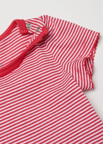 Комбинированная футболка,красный в белую полоску, H&M