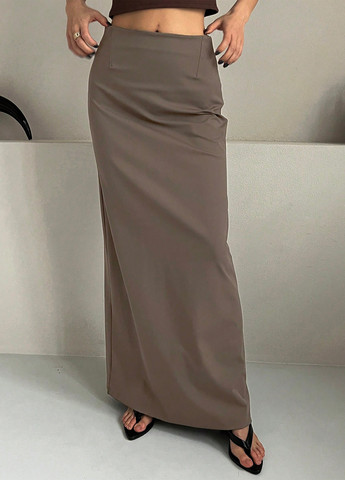 Кофейная кэжуал однотонная юбка SHEIN