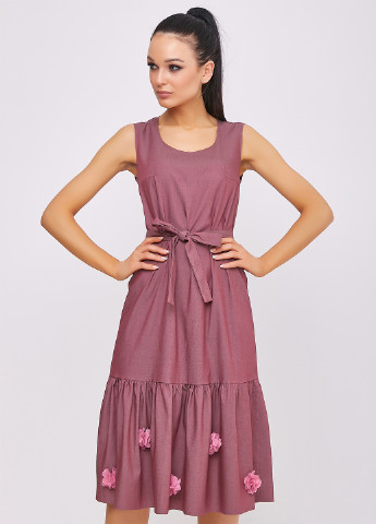 Темно-розовое кэжуал платье а-силуэт ST-Seventeen однотонное