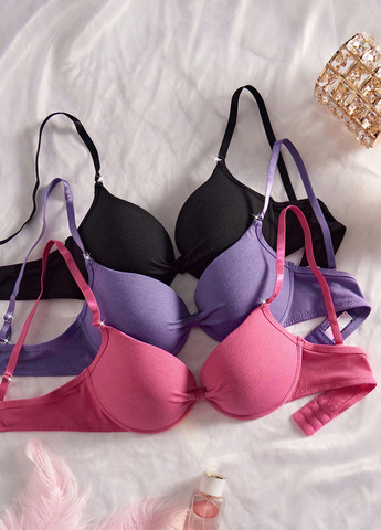 Комбинированный бюстгальтер (3 шт.) SHEIN с косточками полиэстер