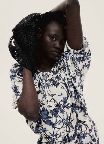 Світло-синя кежуал сукня а-силует H&M з квітковим принтом