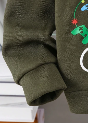 SHEIN світшот новорічний хакі кежуал поліестер, трикотаж