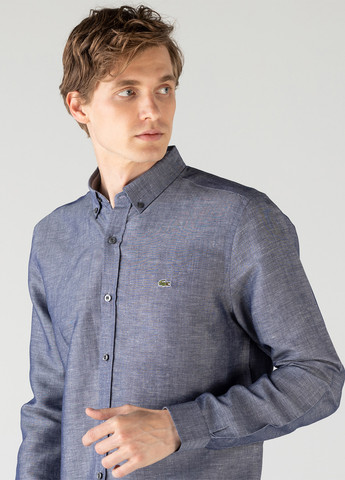 Серо-синяя классическая, кэжуал рубашка меланж Lacoste
