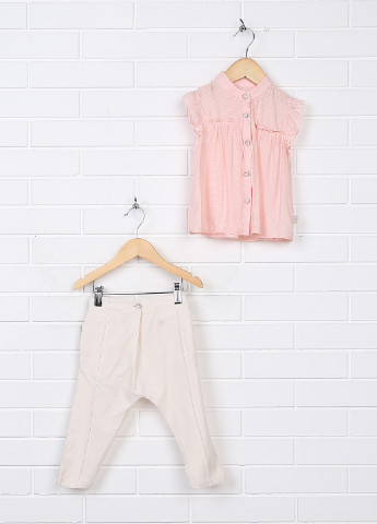 Розовый летний комплект (блуза, брюки) Bebemania