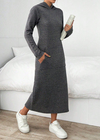 Сіра кежуал сукня сукня-худі SHEIN меланжева