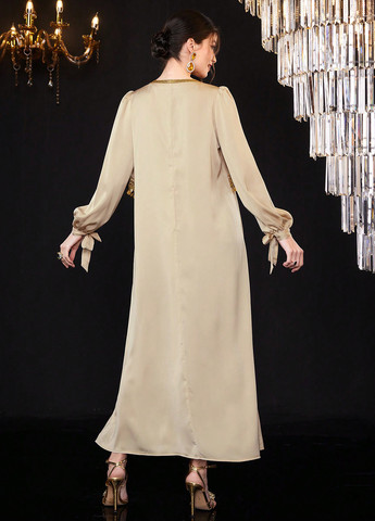 Бежева святковий сукня а-силует SHEIN однотонна