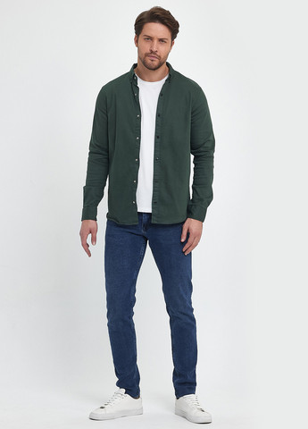 Зеленая джинсовая рубашка однотонная Trend Collection
