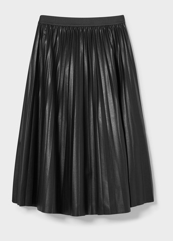 Черная кэжуал однотонная юбка C&A плиссе