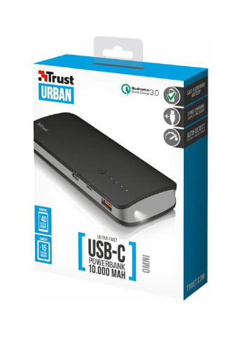 Внешний аккумулятор (павербанк) Trust Omni ultra fast 10000 with USB-C (21858)