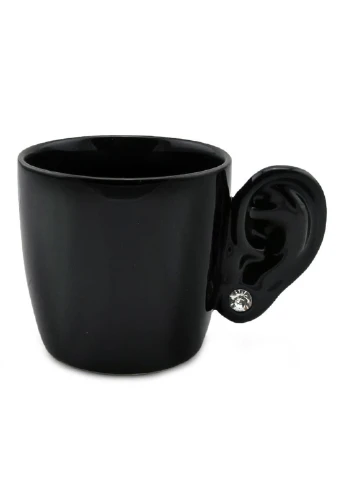 Чашка з вухом (чорна) 515185486 No Brand (253612682)
