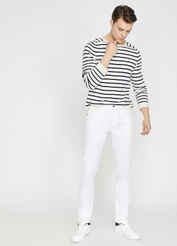 Белые джинсовые демисезонные зауженные брюки KOTON