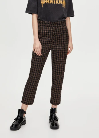 Брюки демісезон,чорний в клітку, Pull & Bear (254670390)