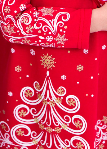 Червона утеплена сукня для дівчинки прямого крою з новорічним принтом (p-4393) Носи своє (255868596)