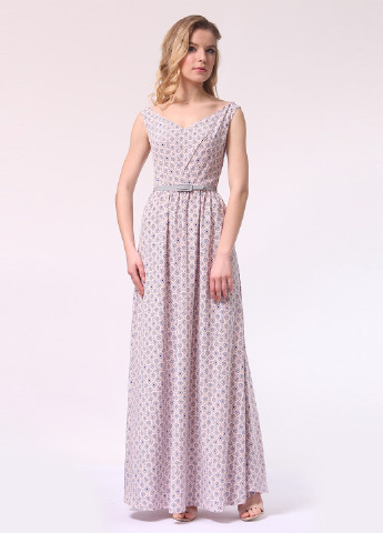 Светло-розовое кэжуал платье клеш Lila Kass с геометрическим узором