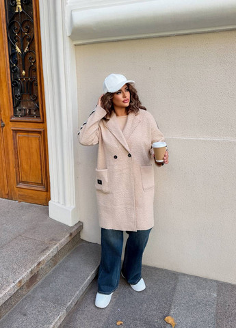 Бежевое демисезонное Пальто двубортное No Brand