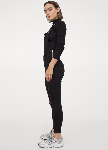 Комбінезон H&M комбінезон-брюки однотонний чорний джинсовий бавовна