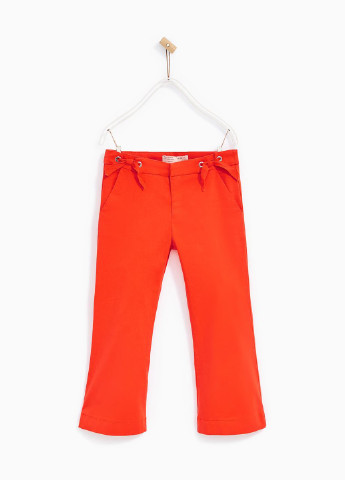 Коралловые кэжуал демисезонные со средней талией брюки Zara
