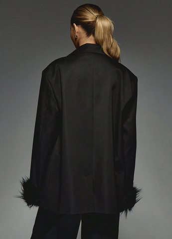 Черный женский жакет SHEIN однотонный - демисезонный