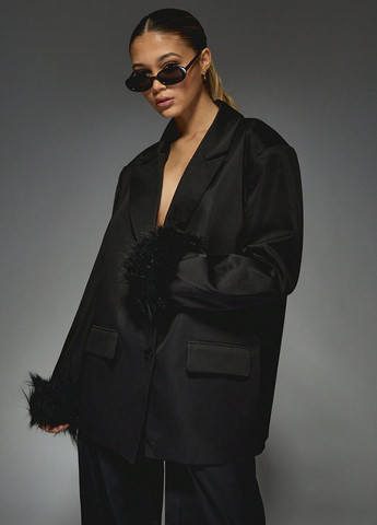 Черный женский жакет SHEIN однотонный - демисезонный