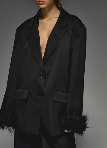 Черный женский жакет SHEIN однотонный - демисезонный