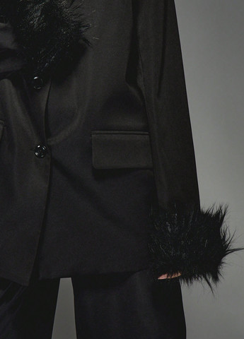 Черный женский жакет SHEIN однотонный - демисезонный