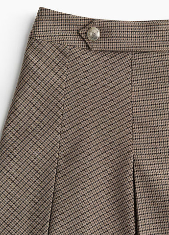 Коричневая кэжуал с узором гусиная лапка юбка H&M клешированная