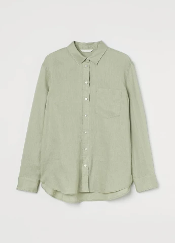 Светло-зеленая кэжуал рубашка однотонная H&M