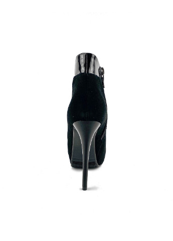 Чорні демісезонна ботильйони на шнурівці жіночі чорні замшеві на шпильці Brocoli