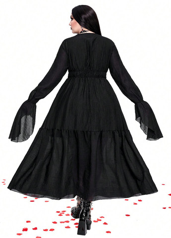 Чорна кежуал сукня в стилі армпір SHEIN однотонна