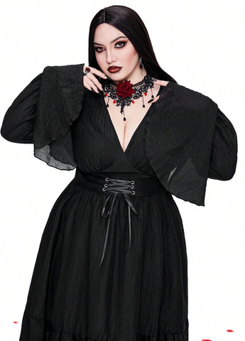 Чорна кежуал сукня в стилі армпір SHEIN однотонна