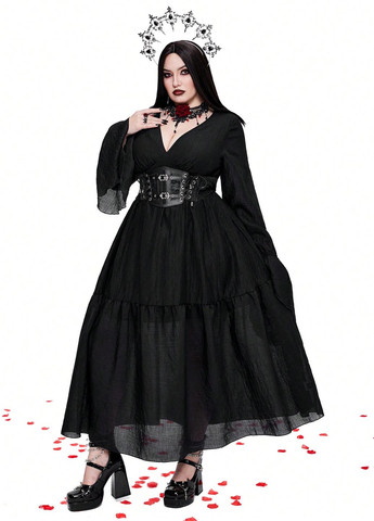 Чорна кежуал сукня в стилі армпір SHEIN однотонна