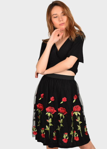 Черная кэжуал цветочной расцветки юбка AAA