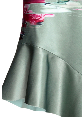 Оливково-зеленая кэжуал с рисунком юбка H&M мини
