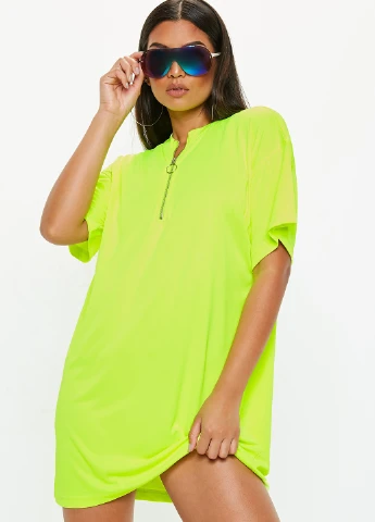Кислотно-зеленое кэжуал платье Missguided однотонное