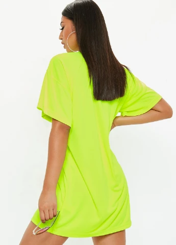 Кислотно-зеленое кэжуал платье Missguided однотонное