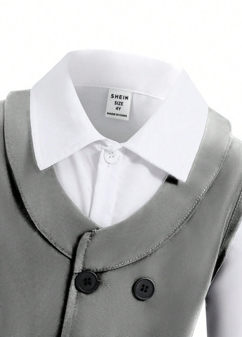 Сірий демісезонний костюм (жилет, штани) брючний SHEIN