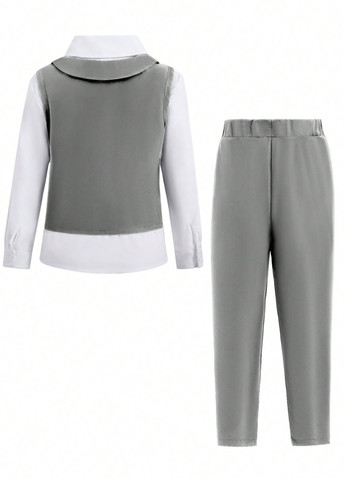 Сірий демісезонний костюм (жилет, штани) брючний SHEIN