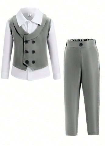Сірий демісезонний костюм (жилет, штани) брючний SHEIN