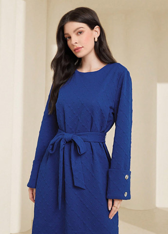 Синее кэжуал платье а-силуэт SHEIN однотонное