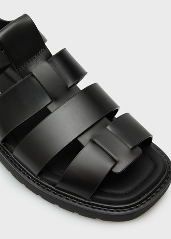 Черные босоножки Calvin Klein Jeans с ремешком с тиснением, с логотипом