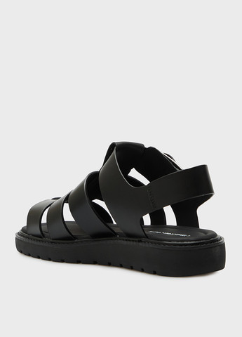 Черные босоножки Calvin Klein Jeans с ремешком с тиснением, с логотипом