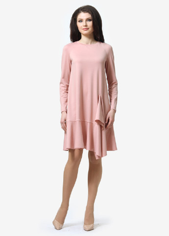 Светло-розовое кэжуал платье а-силуэт FEM однотонное