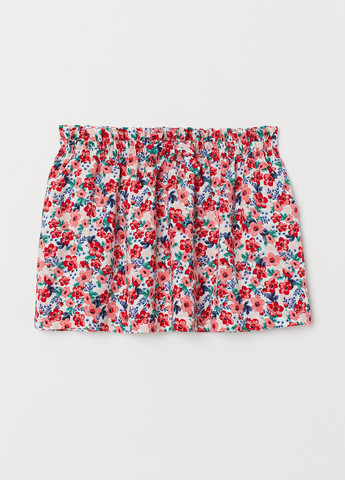 Красная кэжуал цветочной расцветки юбка H&M а-силуэта (трапеция)