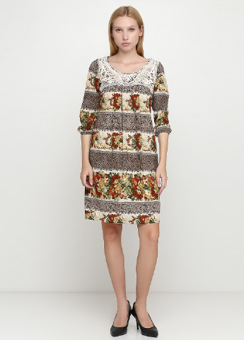 Комбинированное кэжуал платье на подкладе Marchy с цветочным принтом
