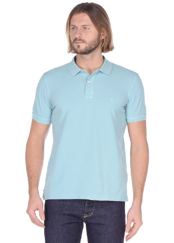 Голубой футболка-поло для мужчин United Colors of Benetton однотонная